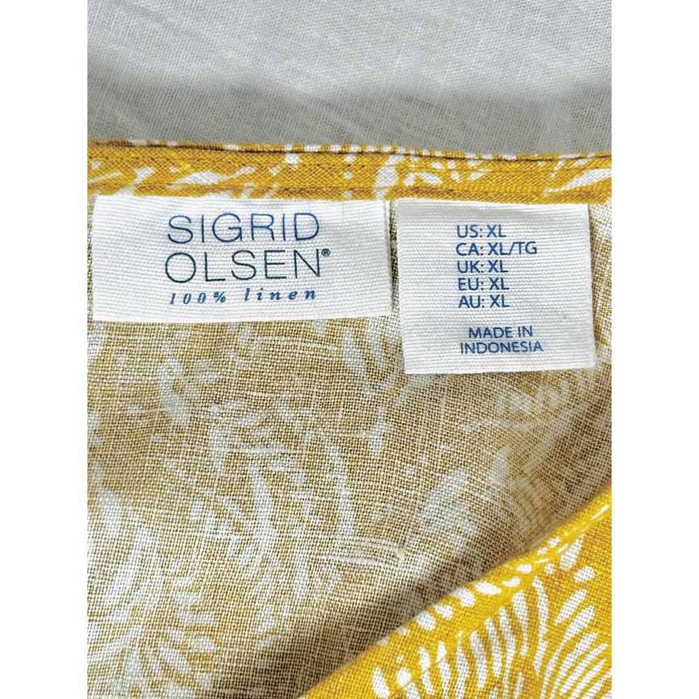 Sigrid Olsen Womens Tunic Dress Mustard Yellow Sleeveless XL Linen Pockets - Picture 3 of 8
